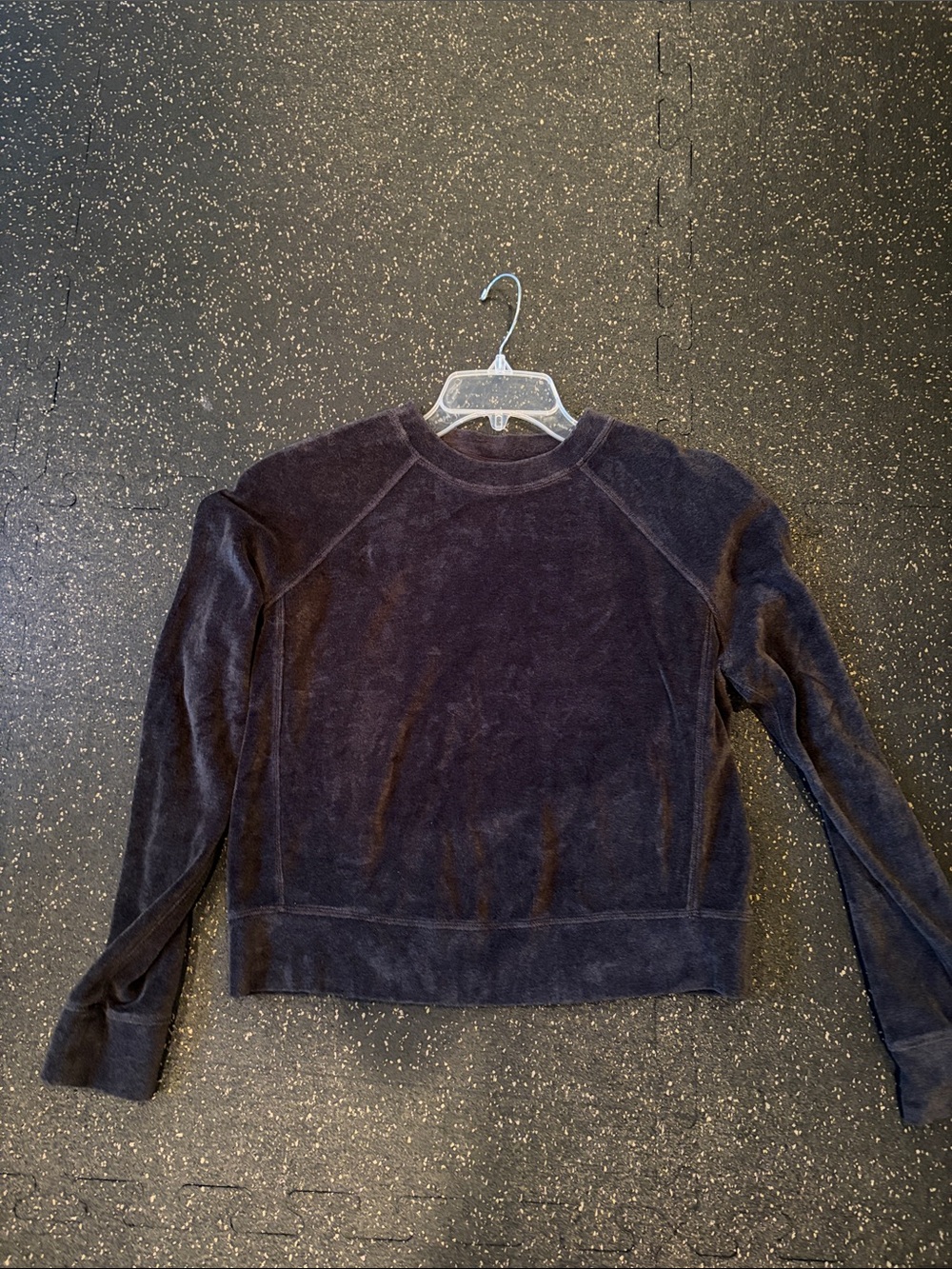 Women's or Girls  Black Velour Crewneck Top